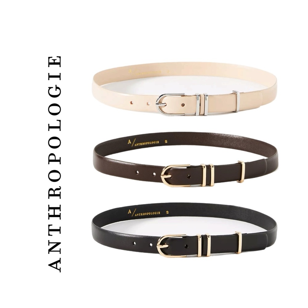 Anthropologie Cream Basic Keeper Belt L